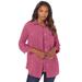 Plus Size Women's Faux Suede Big Shirt by Roaman's in Cherry Glow (Size 44 W) Button Down