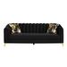 Black Velvet Slat Design Sofa -Global Furniture U777-BLACK VELVET-S W/2 PILLOWS