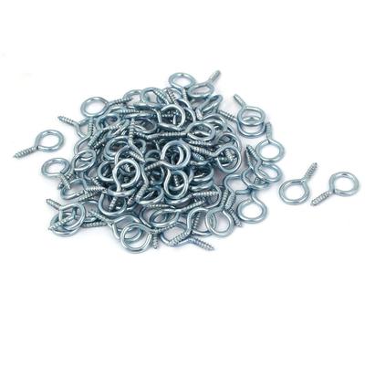 Garden Vine Wire 1.9mm Thread Dia Eyelet Screw Eye Hook 100pcs - Silver Tone