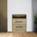 Wade Logan® Eter Nightstand, Superior Top, Two Drawers & Open Shelf, Wood in Brown | 19.9 H x 15.7 W x 14.7 D in | Wayfair