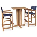 HiTeak Furniture Captains Bar 3-Piece Teak Outdoor Bar Height Dining Set - HLS-CB-BL