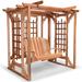 Loon Peak® Chantea Cedar Pergola w/ Swing Wood in Brown/White | 74 H x 82 W x 72 D in | Wayfair 64651813867D40C58043D6090A3B1F2A