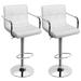 Orren Ellis 2Pcs Swivel Adjustable Bar Stools Kitchen Counter Height Leather w/ Armrest Upholstered/Metal in White | 17 W x 15 D in | Wayfair