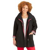 Plus Size Women's Liz&Me® Funnelneck Raincoat by Liz&Me in Black (Size 1X)