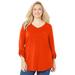 Plus Size Women's Liz&Me® V-Neck Top by Liz&Me in Electric Orange (Size 5X)