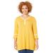 Plus Size Women's Liz&Me® Henley Top by Liz&Me in Honey Mustard Dot (Size 0X)