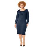Plus Size Women's Liz&Me® Boatneck Sweater Dress by Liz&Me in Navy (Size 4X)
