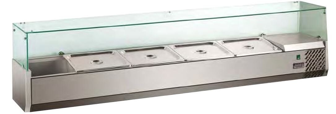 GastroHero Kühlaufsatz ECO 8 x GN 1/4 mit Glasaufsatz 1600 mm Image