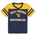 Girls Toddler Colosseum Navy/Gold West Virginia Mountaineers Piecrust Promise Striped V-Neck T-Shirt