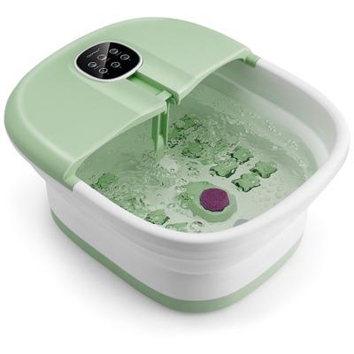Costway Folding Foot Spa Basin with Heat Bubble Roller Massage Temp and Time Set-Green