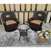 3 PCS Dark Wicker Patio Bistro Set with Round Coffee Table & Cushions