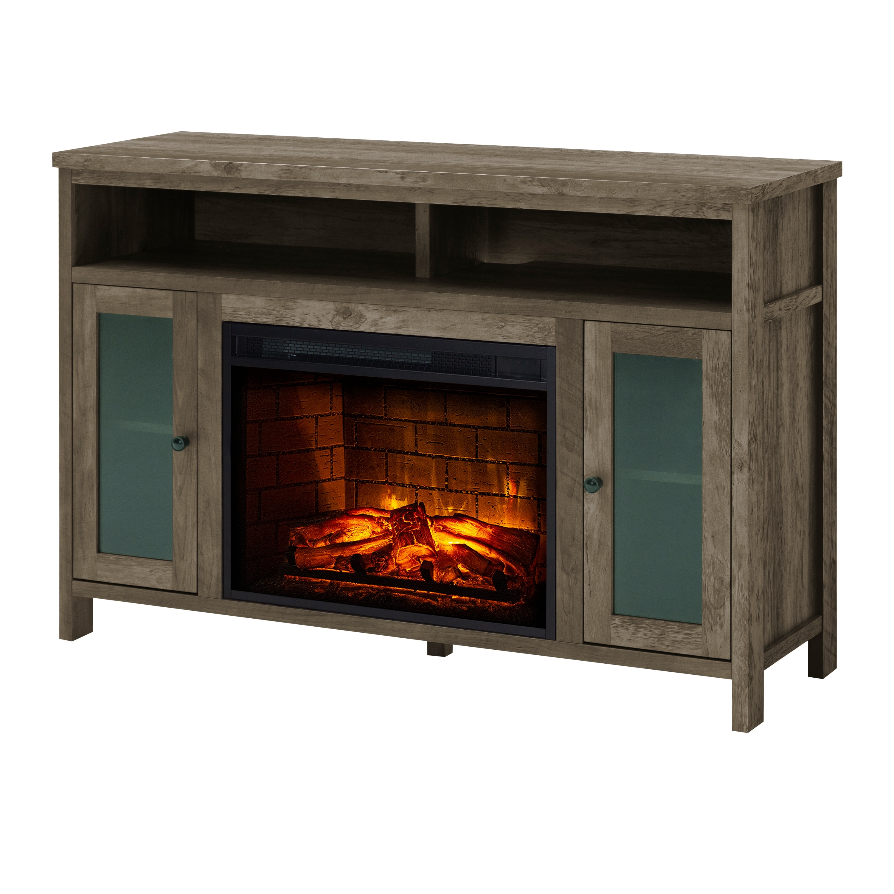 Pleasant Hearth Davis 48" TV Stand Electric Fireplace Washed Chestnut Finish