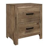 Wooden Nightstand with 2 Drawers in Weathered Pine Finish