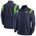 Men's Nike College Navy Seattle Seahawks Sideline Coach Chevron Lockup Quarter-Zip Long Sleeve Top