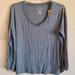 American Eagle Outfitters Tops | American Eagle Ae Long Sleeve Gray + White Soft & Sexy V-Neck T Shirt Large Nwt | Color: Gray/White | Size: Lj