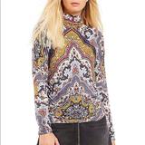 Free People Tops | Free People Chase Me Turtleneck | Color: Purple/Yellow | Size: Xs