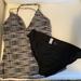 Athleta Swim | Athleta Bathing Suit. Size: L. Top: Blk/Wht/Grey. Bottoms:Blk W/ Mesh On Hips. | Color: Black/Gray | Size: L