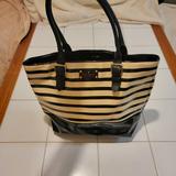 Kate Spade Bags | Kate Spade New York Patent Leather Black/Cream Striped Tote Bag. See Description | Color: Black/Cream | Size: Os
