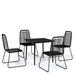Orren Ellis Adero Rectangular 4 - Person Outdoor Dining Set Glass/Wicker/Rattan in Black | 55.12 W x 21.06 D in | Wayfair