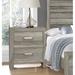 Transitional Aesthetic Bedroom Nightstand with Two Drawers , Satin Nickel Bar Hardware
