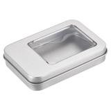 Metal Tin Box, 12pcs 3.43" x 2.36" x 0.71" with Clear Window Lids - Silver Tone