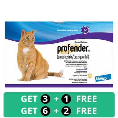 Profender Large Cats (1.12 Ml) 11-17.6 Lbs 6 Doses + 2 Free