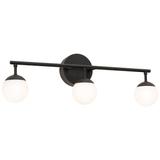 AFX Pearl 24" Wide 3-Light Black Finish White Globe LED Vanity Light