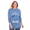 Plus Size Women's Disney Long-Sleeve Fleece Sweatshirt French Blue Eeyore by Disney in Navy Eeyore (Size 3X)