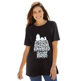 Plus Size Women's Peanuts Short Sleeve Crew Tee Black Snoopy Leopard by Peanuts in Black Snoopy Leopard (Size 5X)