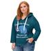 Plus Size Women's Disney Women's Hooded Sweatshirt Teal Eeyore by Disney in Teal Eeyore (Size 14/16)