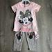 Disney Matching Sets | Disney Minnie Shirt And Pants Set | Color: Gray/Pink | Size: 2tg