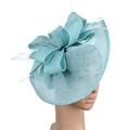 Women Vintage Big Loop Hats Red Ladies Event Feather Headwear Race Hair Accessories Pillbox Hats turquoise Approx28cm