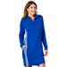 Vevo Active Women's Long-Sleeved Track Dress (Size 4X) Cobalt/White, Cotton,Polyester