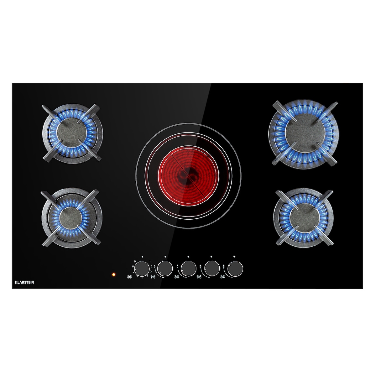 Klarstein MultiChef 5 Kombi-Gaskochfeld Gas/Glaskeramik 5 Zonen Schwarz Image
