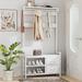 17 Stories Samedin 31.5"Coat Rack, 4-in-1 Hall Tree w/ Shoe Bench for Entryway, Entryway Bench w/ 17 Hooks Wood/Metal in White | Wayfair