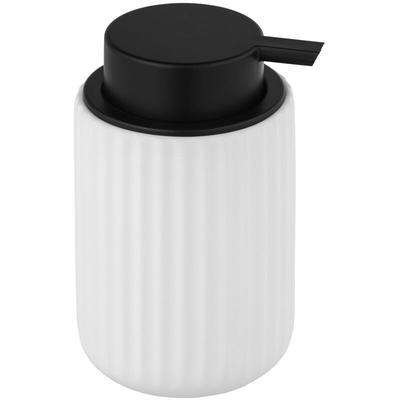 Seifenspender Belluno Weiß Keramik, Pumpspender, Weiß, Keramik weiß, Kunststoff schwarz - weiß
