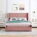 Queen Size Upholstered Platform Storage Bed with Wingback Headboard and 1 Drawer