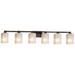 Fusion Regency 6-Light Square Bath Bar - Flat Rim Shade - Weave - Bronze