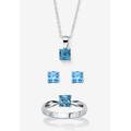 Women's 3-Piece Birthstone .925 Silver Necklace, Earring And Ring Set 18" by PalmBeach Jewelry in March (Size 6)