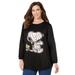 Plus Size Women's Peanuts Long-Sleeve Fleece Sweatshirt Black Mummy Snoopy by Peanuts in Black Mummy Snoopy (Size 4X)