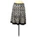 Ann Taylor Casual A-Line Skirt Knee Length: Black Print Bottoms - Women's Size 8 Petite