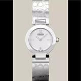 Coach Accessories | Coach Logo Bracelet Band In Stainless Steel | Color: Silver/White | Size: Os