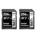 Lexar Professional 1667x 256GB (2-Pack) SDXC UHS-II Cards, Up To 250MB/s Read, for Professional Photographer, Videographer, Enthusiast (LSD1667256G-B2NNU)