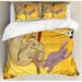 East Urban Home Elephant & Hippo Playing Football Cartoon Print Animal Modern & Contemporary Duvet Cover Set in Indigo/Orange | Wayfair