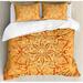 East Urban Home Lotus Sun w/ Effect Mandala Culture Print Duvet Cover Set Microfiber in Orange | King Duvet Cover | Wayfair