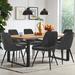 Wade Logan® Bhagirath 6 - Person Faux Leather Dining Set Wood/Upholstered/Metal in Brown/Gray | 30 H x 31.5 W x 71 D in | Wayfair