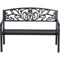 Banc de jardin terrasse en acier fonte noir 3 places 127 x 60 x 87 cm charge max 220 Kg - Noir