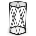 Costway Hexagonal Accent End Table with Tempered Glass Top and Metal Frame