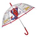 p:os 25506088 Spiderman - Regenschirm für Kinder, transparent, windfest, Stockschirm mit Automatik-Öffnung und stabilem Fiberglasgestell, Durchmesser ca. 74 cm