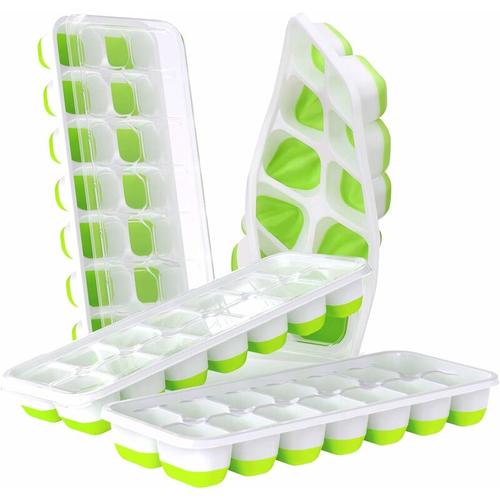 Ocxin - Eiswürfelform 4 Pack, Eiswürfelbehälter mit Deckel 56 Eiswürfel Leicht Lösen, Eiswurfelform